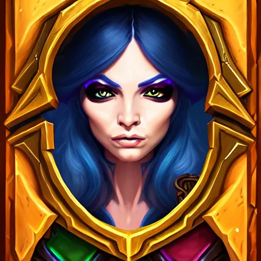 Image similar to Portrait of a sorceress, Hearthstone official trending art, exagerated accurate details, trending on MasterpieceStation in category 'Perfect identical eyes'