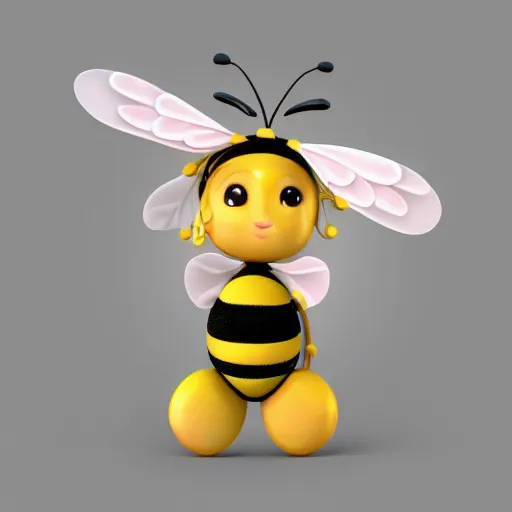 Prompt: lovely bee on a flower mini cute style, highly detailed, rendered, ray - tracing, cgi animated, 3 d demo reel avatar, soft shade, soft lighting
