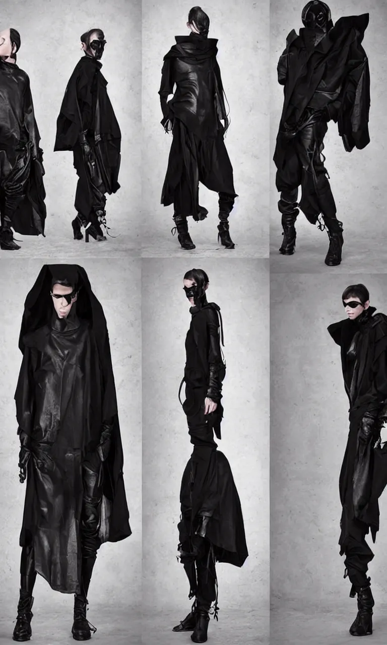 Image similar to beautiful androgynous avant garde techwear look and clothes, intricate, Rick Owens, Y3, trending on r/streetwear, fit pic, rule of thirds,