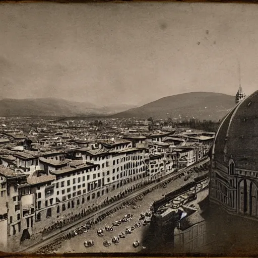 Prompt: daguerrotype photograph of florence, italy, 1 5 0 0 photograph, 1 6 th century, renaissance photograph, streets of florence