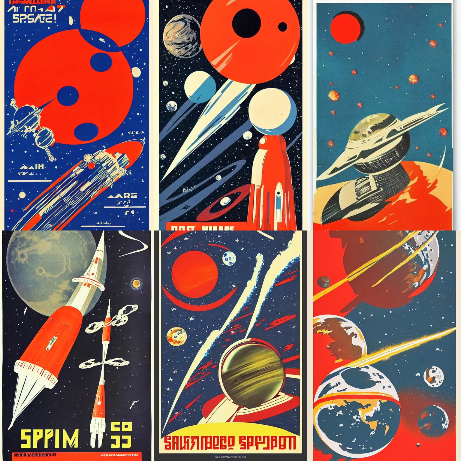 Prompt: Soviet Space craft, planet mars, 60s poster, 1962 Soviet