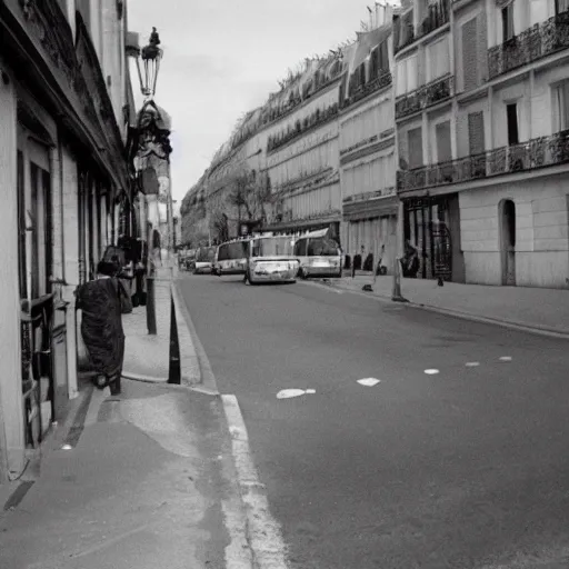 Image similar to Paris street in the Twilight Zone, strange things happening