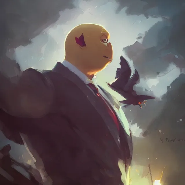 Image similar to a painting of harvey birdman by greg rutkowski, dark fantasy art, high detail, trending on artstation