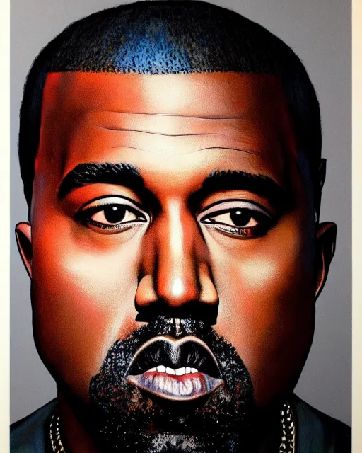 Image similar to kanye west in donda listening party mercedes benz stadium, airbrush, drew struzan illustration art, key art, movie poster