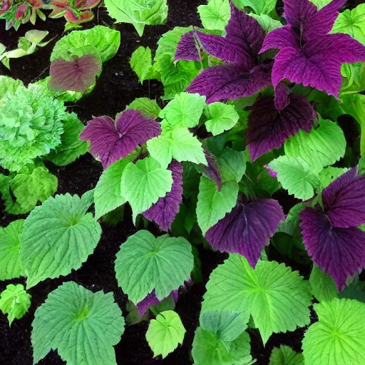 Image similar to goth garden gorgeous dark plants pretty, coleus, sweet potato vine