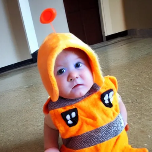 Image similar to cute baby chick dressed as an inmate