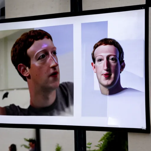 Prompt: a poster of the Big brother is watching you with face of mark Zuckerberg