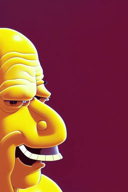 Image similar to vladimir putin as a yellow funny homer simpson, realistic portrait, symmetrical, highly detailed, digital painting, artstation, concept art, smooth, sharp focus, illustration, cinematic lighting, art by artgerm and greg rutkowski and alphonse mucha