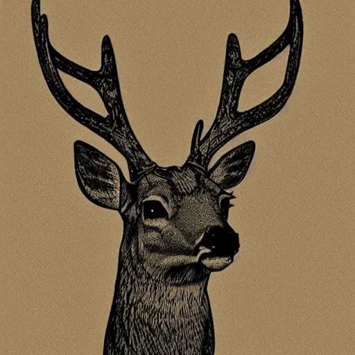 Image similar to a picture of a deer from triangles made of paper