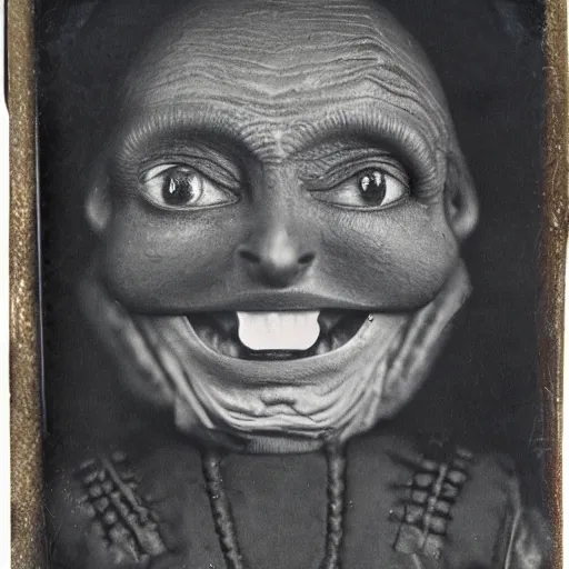 Image similar to tintype of a smiling alien