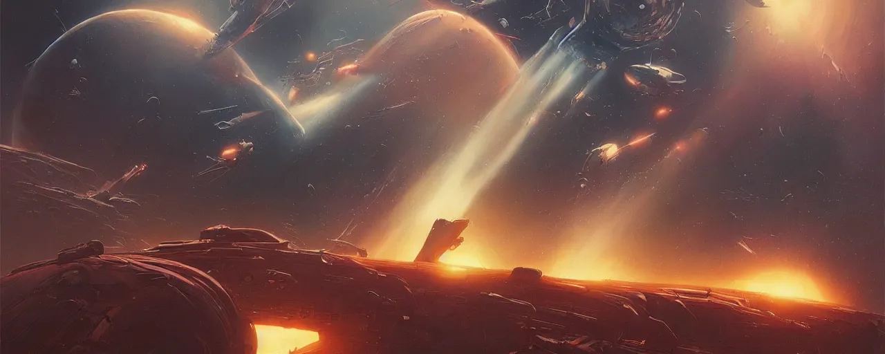 Prompt: retro futuristic sci - fi poster by moebius and greg rutkowski, epic spaceships battle, nebulae, planet mars