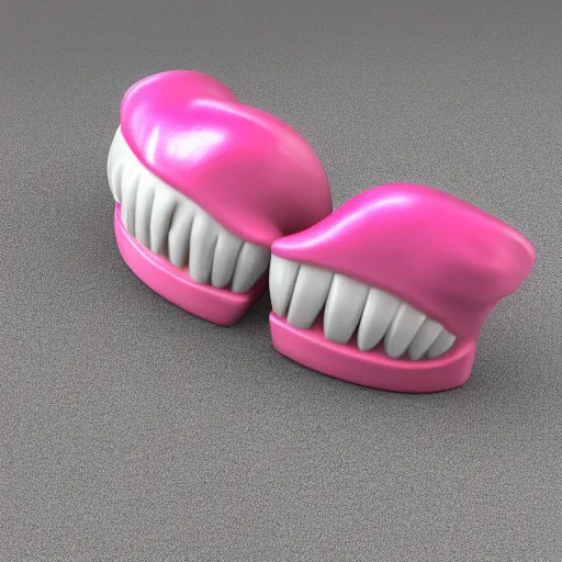 Image similar to a piece of 3 d pink dentures with wings, 4 k,