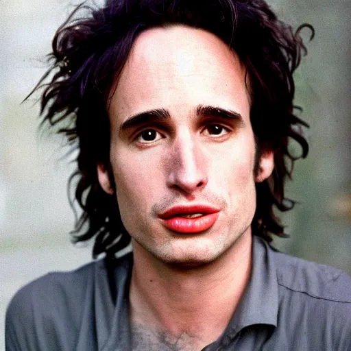 Prompt: a realistic photograph of Jeff Buckley, detailed, photorealistic, 8k, 35mm, in color, telephoto lens