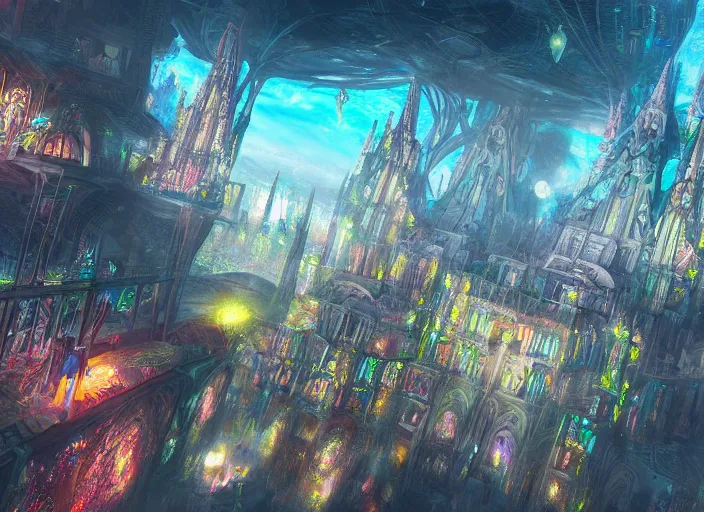 Prompt: favela spaceship cathedral, fantasy environment, sorcery, scenery, professional, award - winning, trending on artstation, hyper detailed, realistic, beautiful, emotional, shiny, colorful, picture