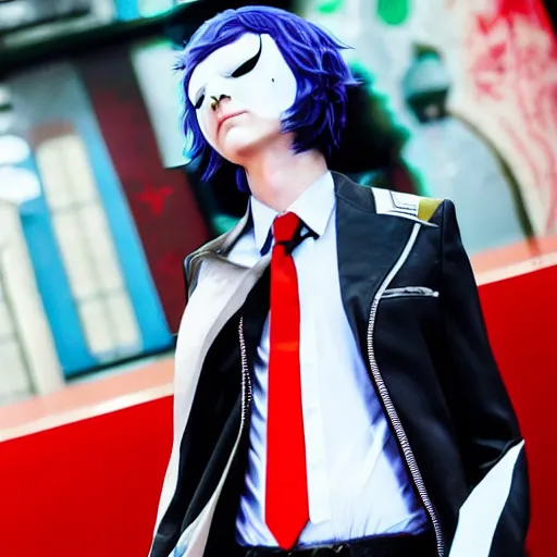 Prompt: persona 5 joker outfit in real life, pinterest, 4k high quality