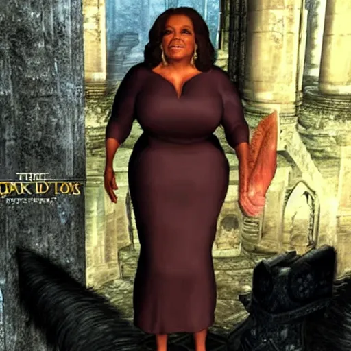 Image similar to oprah winfrey in dark souls