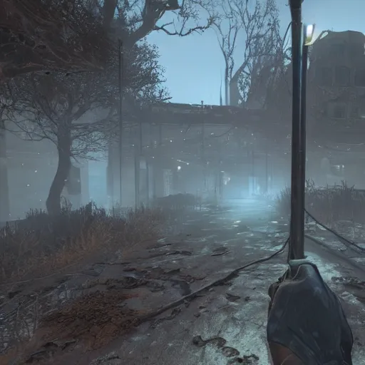 Image similar to a fallout 4 total conversion mod that adds lovecraftian environments to the game