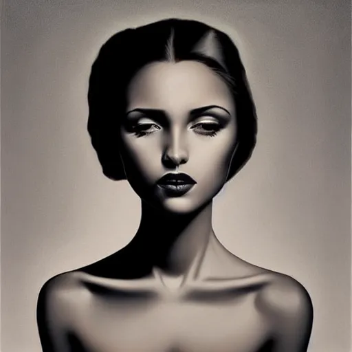 Prompt: a painting of a beautiful woman!!!, an ultrafine detailed painting by rafal olbinski, behance contest winner, pop surrealism, detailed painting, very detailed, minimalist, airbrush art