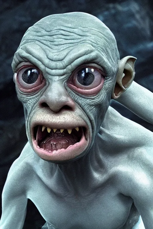 Prompt: character portrait of gollum from lord of the rings if he caught the t - virus
