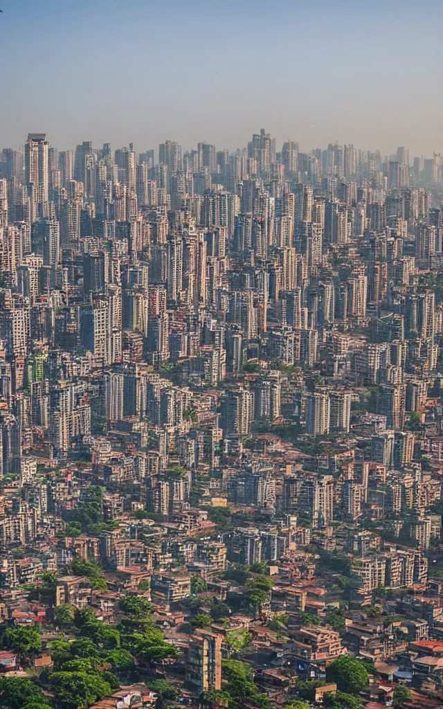 Image similar to photograph of mumbai in the future, india, urban buildings, street view