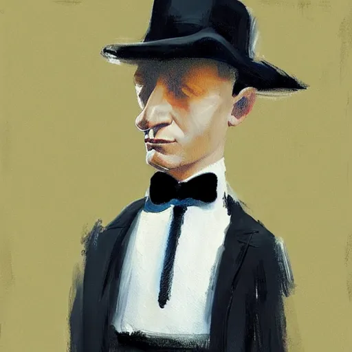 Image similar to a painting in the style of sergey kolesov of daniel craig in a tuxedo, highly detailed