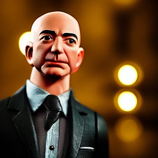 Prompt: “ very very intricate photorealistic photo of a jeff bezos funko pop, photo is in focus with detailed studio lighting, award - winning ”