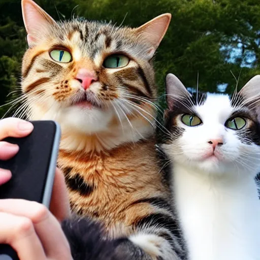 Image similar to a photo of a cat taking a selfie
