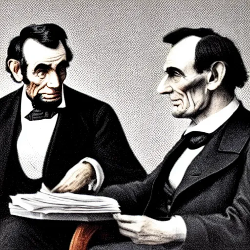 Prompt: Abraham Lincoln being interviewed by Charlie Rose