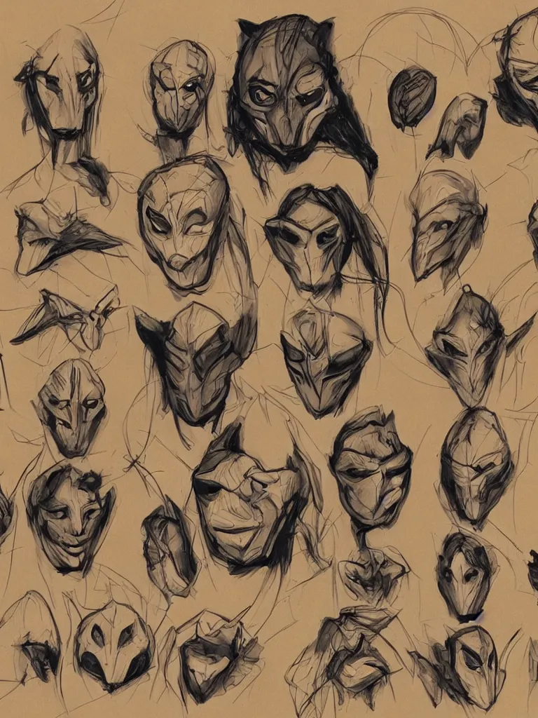Image similar to masks by Disney Concept Artists, blunt borders, golden ratio