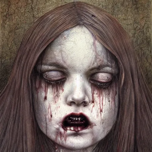 Image similar to a hyperrealistic painting of a beautiful gothic princess crying tears of blood, by Santiago Caruso, vivid color, highly detailed,