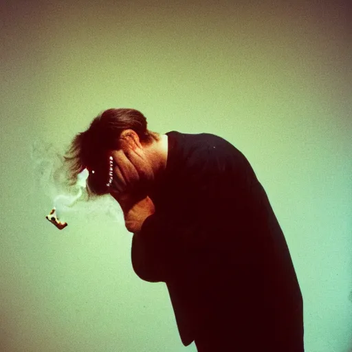 Image similar to modern art, abstract sculpture of bill hicks puking himself, smoking, moma, studio light, 8 k