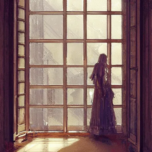 Image similar to concept art, french windows, by james gurney, greg rutkowski, john howe, artstation