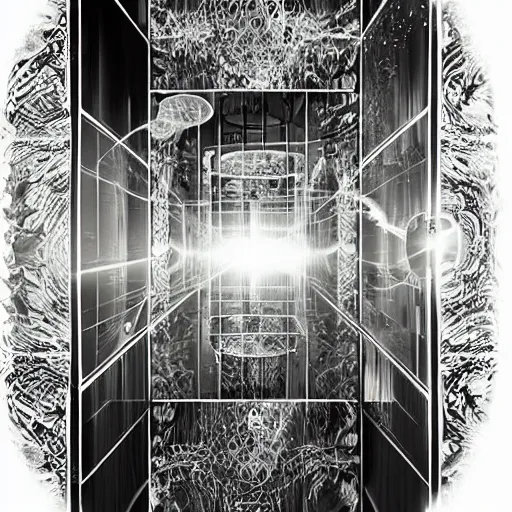 Image similar to “Magic mirror warp to new universe, illustration, hd, detailed”