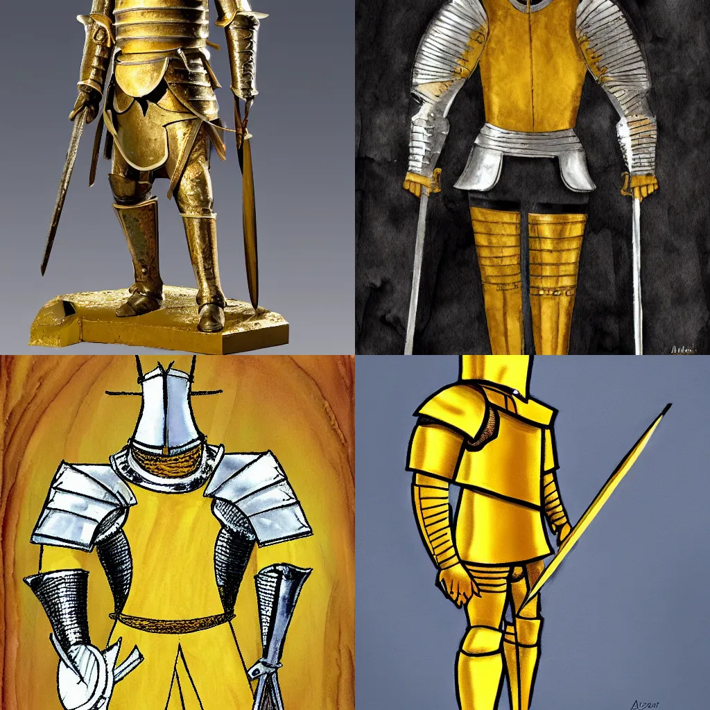 Prompt: a knight in golden armor. by ariel perez.