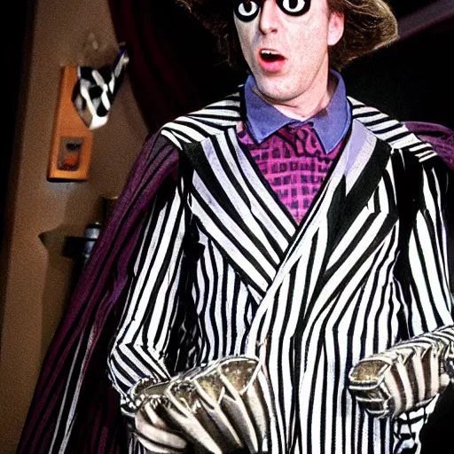 Image similar to Michael Keaton as Beetlejuice from the movie Beetlejuice