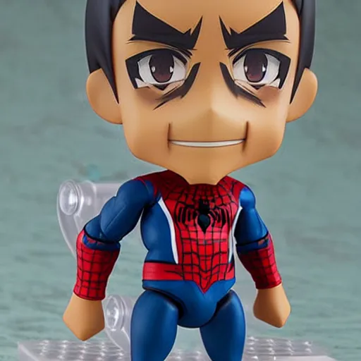 Prompt: an anime nendoroid of barrack obama as spiderman, figurine, detailed product photo