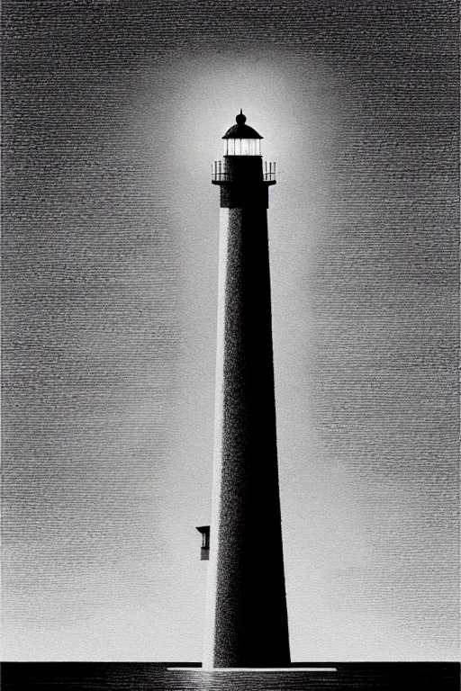 Prompt: the lighthouse, black and white, edward hopper and james gilleard zdzislaw beksisnski higly detailed