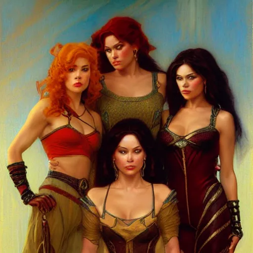 Prompt: the charmed ones as 3 brothers. highly detailed painting by gaston bussiere, craig mullins, j. c. leyendecker, 8 k