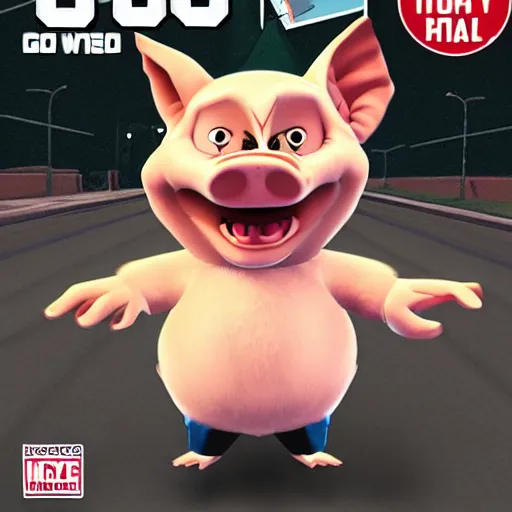 Image similar to porky the pig gta 5 cover art