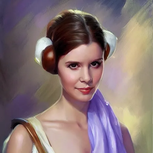 Image similar to Princess Leia from Star Wars, painting by Vladimir Volegov