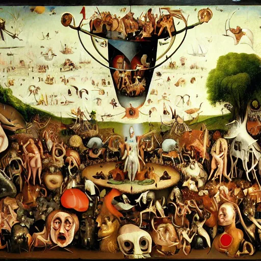 Image similar to A Concert for the Dammed, in the style of The Garden of Earthly Delights by Hieronymus Bosch, featured on Artstation