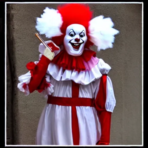 Prompt: pennywise dressed as pulcinella