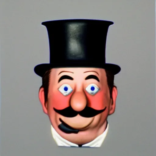 Image similar to police mugshots of mr monopoly, hyperrealistic, photo,