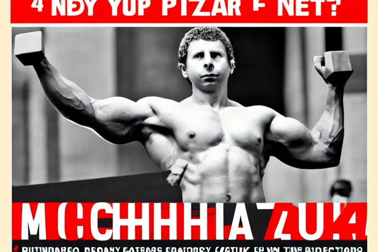 Image similar to “ a very buff bodybuilder michael cera runs for president, historic moment, propaganda poster, 4 k, news piece ”