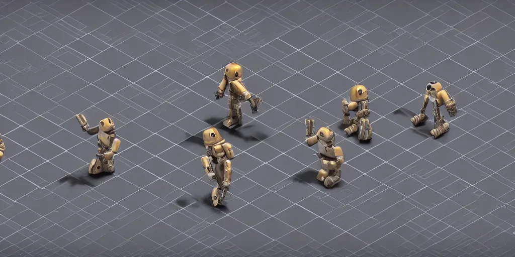 Prompt: Isometric 3d octane render of droid pieces