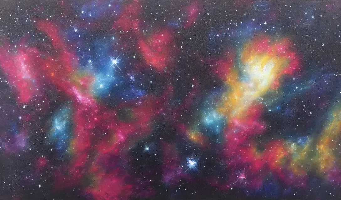 Image similar to galaxies and nebulae, oil painting