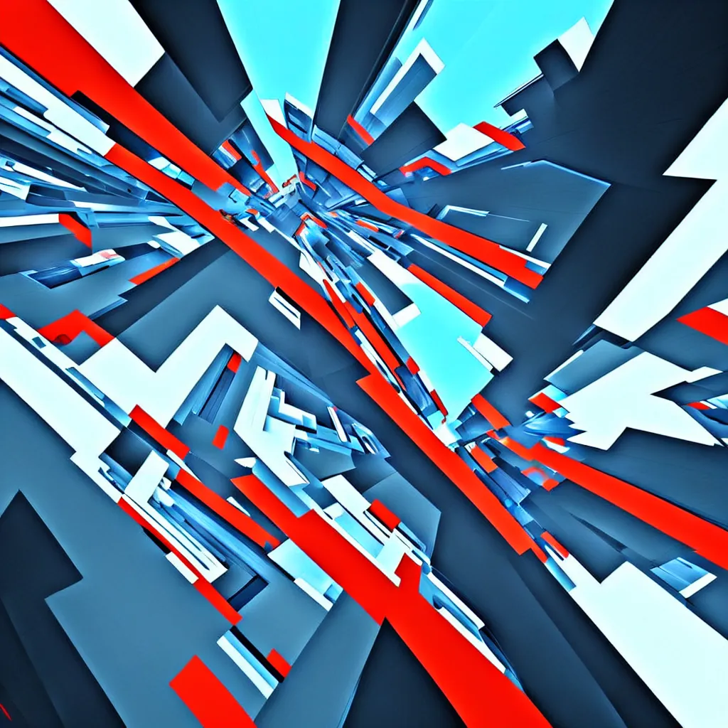 Image similar to mirrors edge architecture, wipeout video game, abstract artwork, the designer's republic, artwork