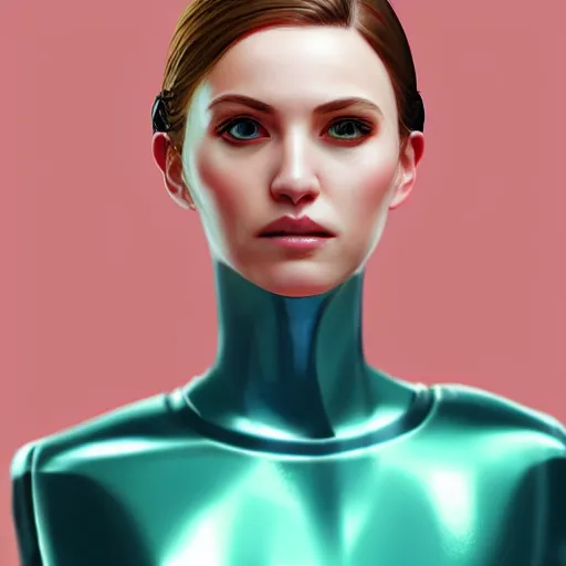 Image similar to portrait of female android, artstation