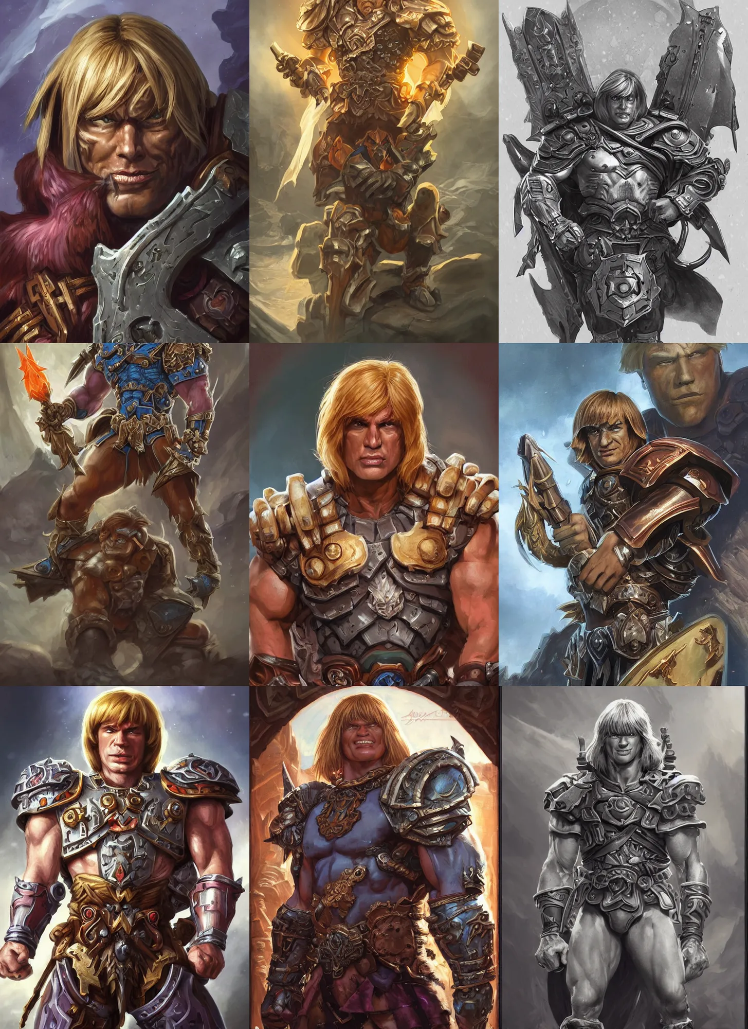 Prompt: he - man!!!!!, closeup portrait, sci fi, fantasy, intricate, with german iron cross on simple chest armor, elegant, loin cloth, highly detailed, oill painting, artstation, concept art, matte, sharp focus, illustration, hearthstone, art by artgerm and greg rutkowski and alphonse mucha
