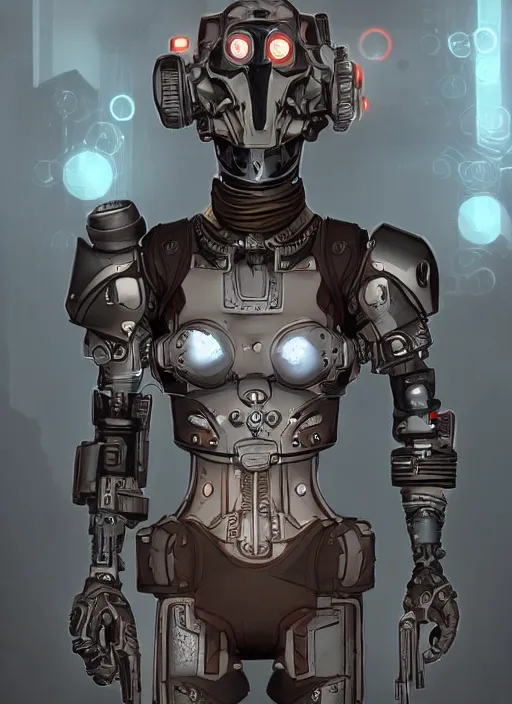 Image similar to a mysterious portrait of a cyborg bodyguard, pretty, premium cybernetics, D&D, fantasy, intricate, cel-shaded 3d, Borderlands style